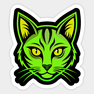 Neon green cat head Sticker